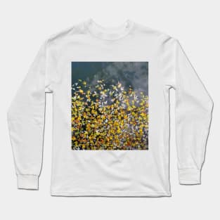 Golden autumn leaves falling on water Long Sleeve T-Shirt